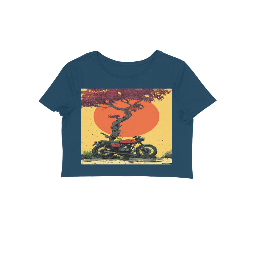Front View - Dusk Drifter — Crop Top Navy Blue