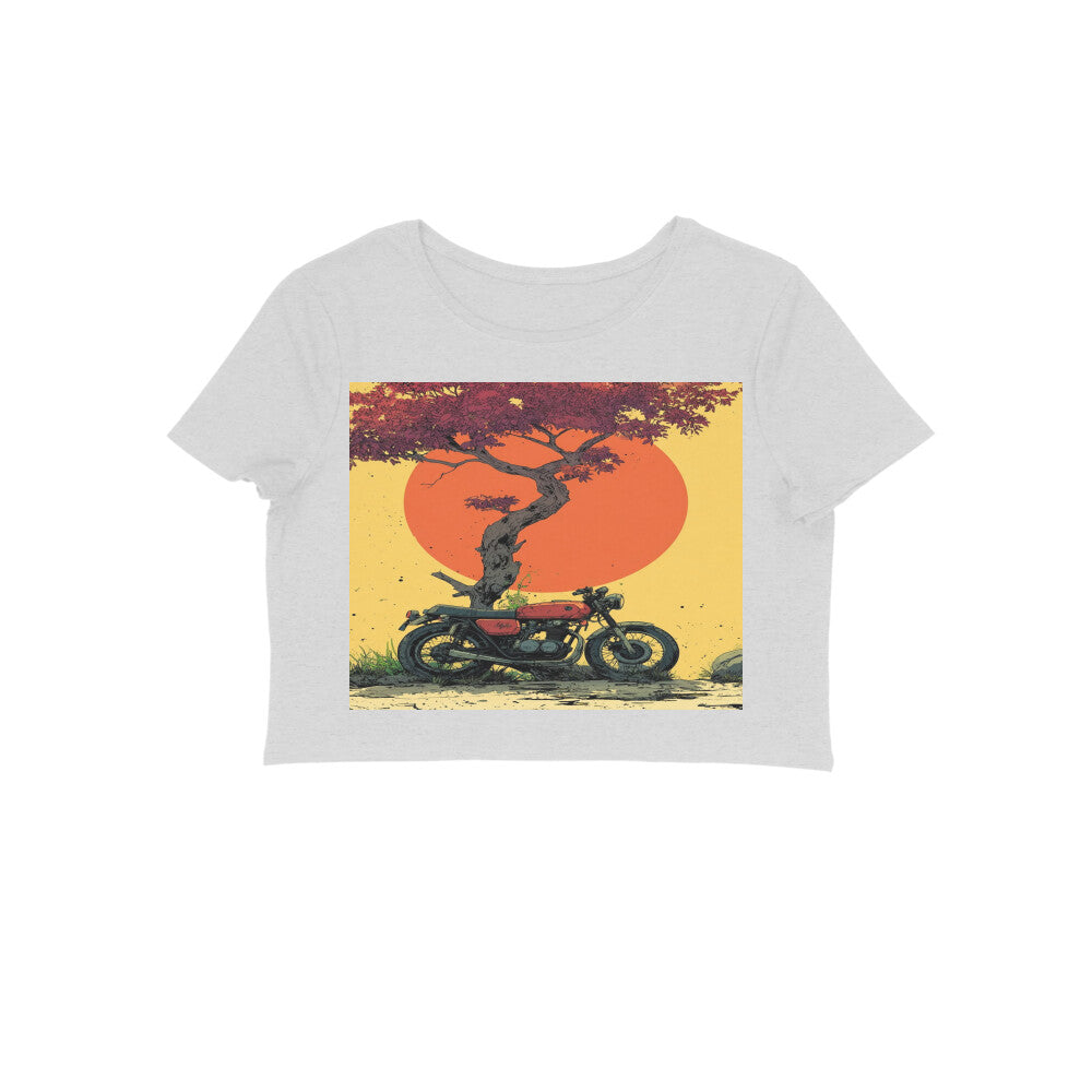 Front View - Dusk Drifter — Crop Top Melange Grey
