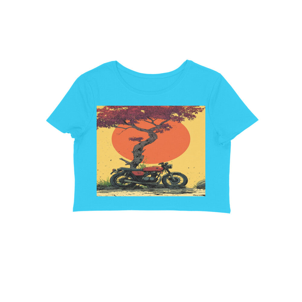 Front View - Dusk Drifter — Crop Top Sky Blue