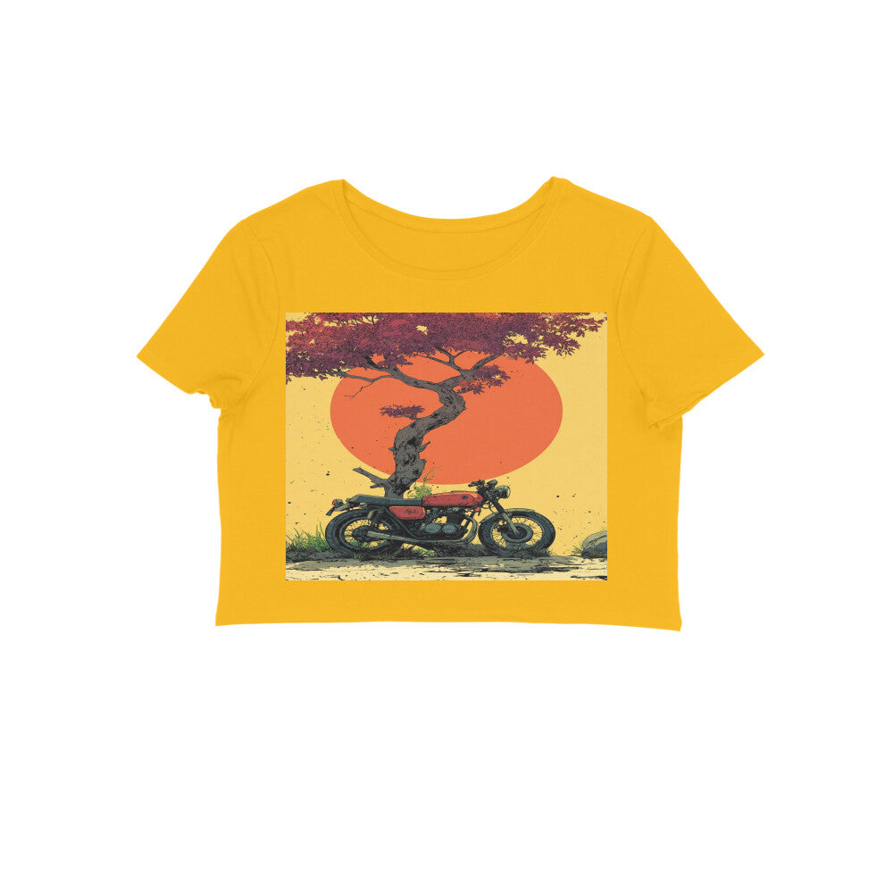 Front View - Dusk Drifter — Crop Top Golden Yellow