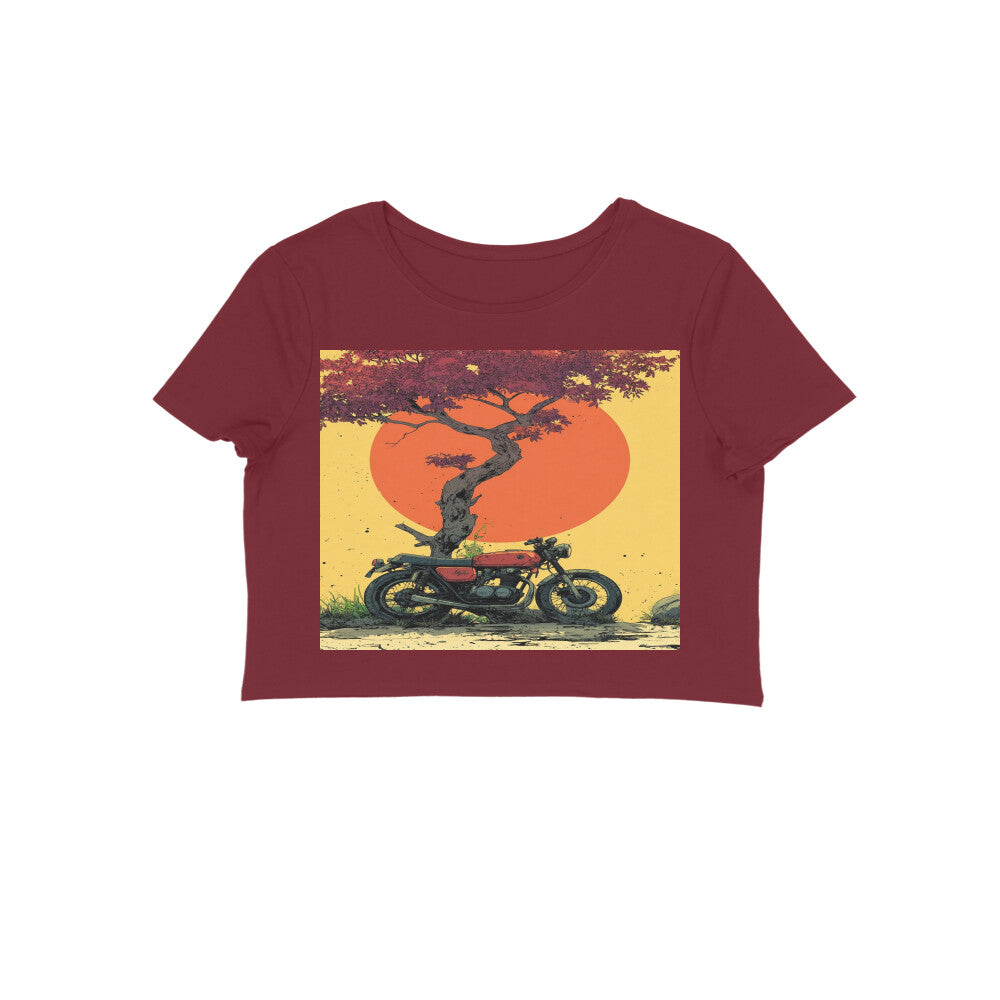 Front View - Dusk Drifter — Crop Top Maroon