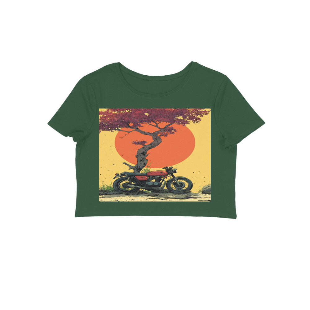 Front View - Dusk Drifter — Crop Top Olive Green