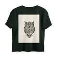 Front View - Tribal Owl — Oversized Tee Bottle Green