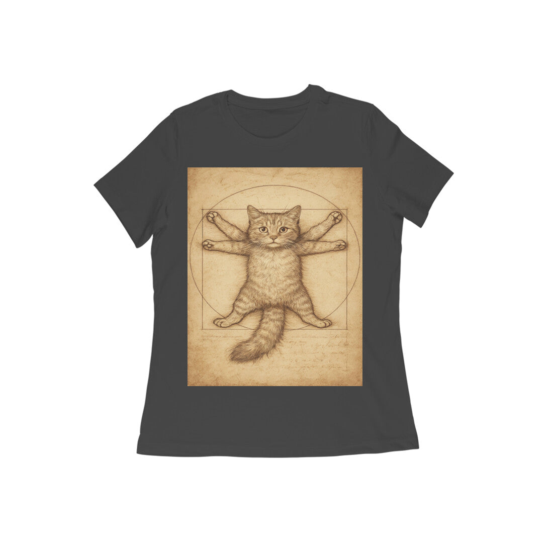 Front View - Feline Vitruvian — Women’s Tee Black