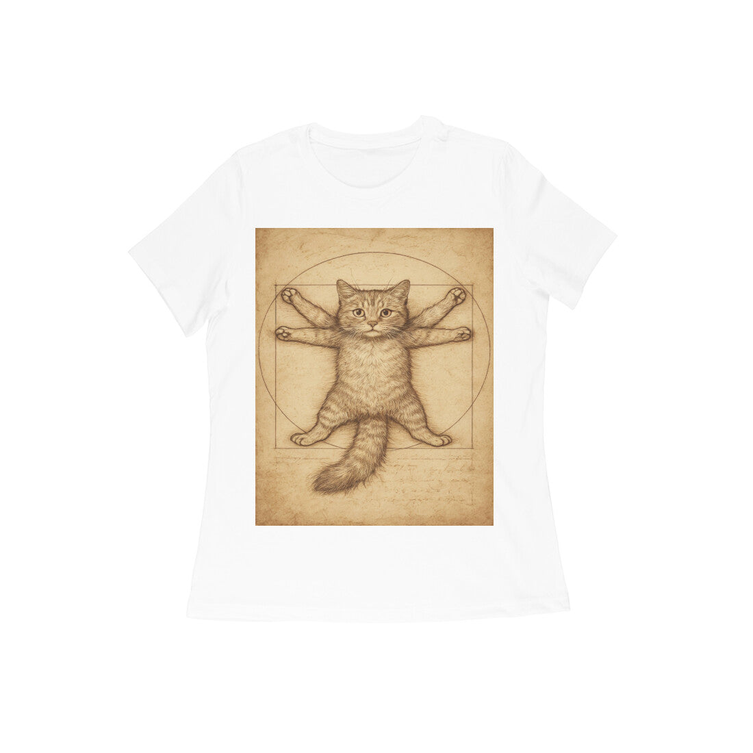 Front View - Feline Vitruvian — Women’s Tee White