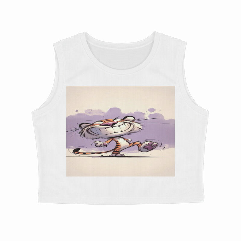 Front View - Gully Grin — Crop Tank Top White