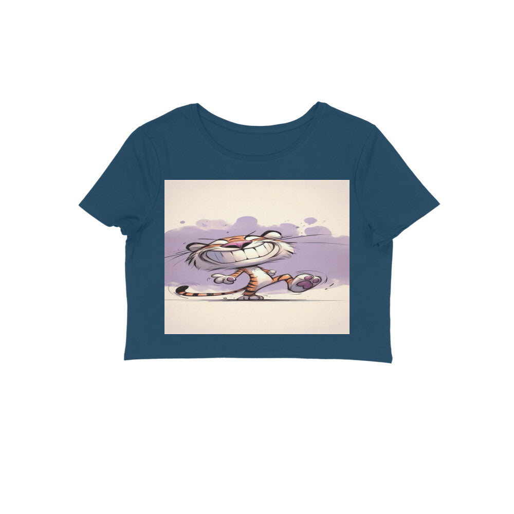 Front View - Gully Grin — Crop Top Navy Blue