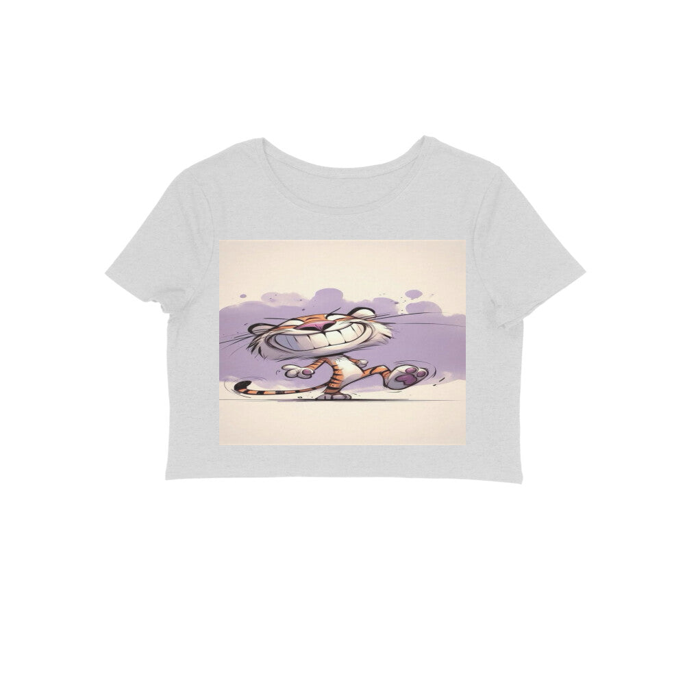 Front View - Gully Grin — Crop Top Melange Grey