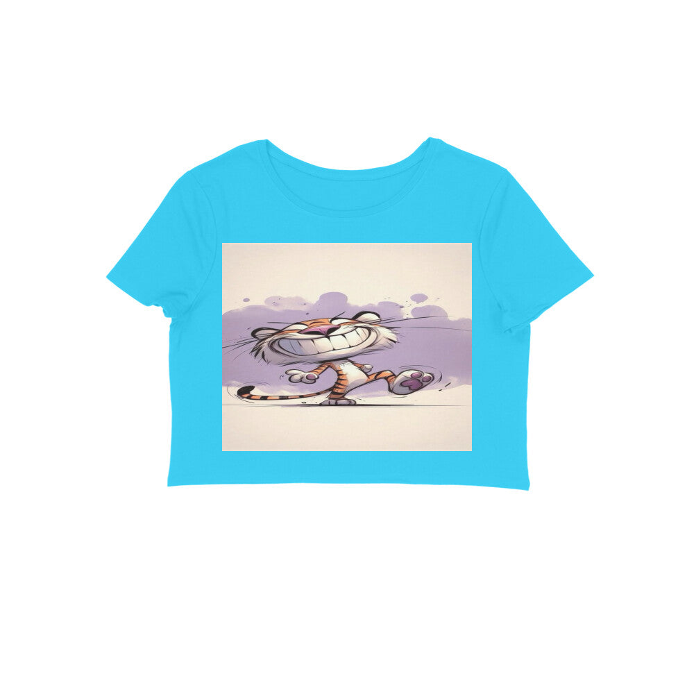Front View - Gully Grin — Crop Top Sky Blue