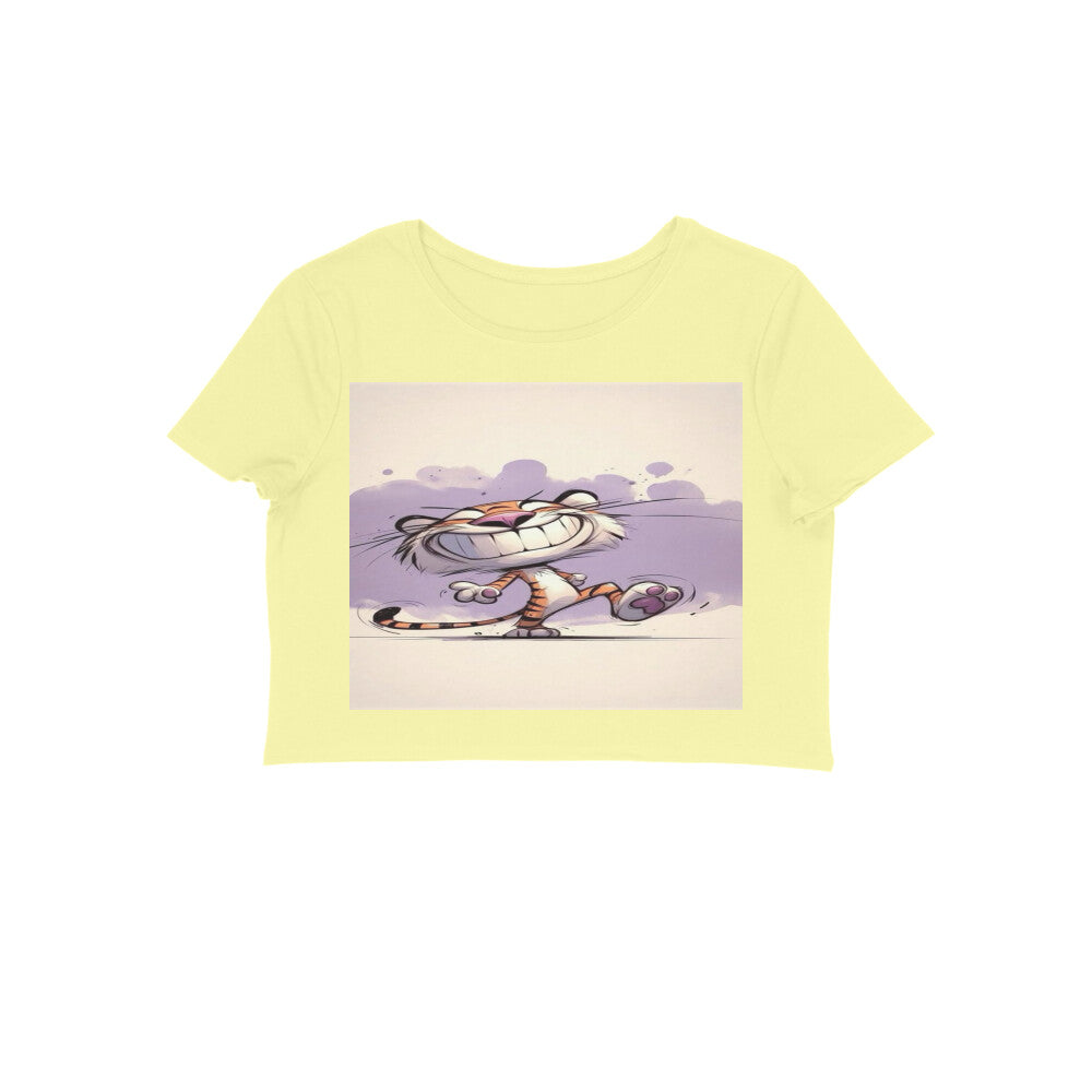 Front View - Gully Grin — Crop Top Butter Yellow