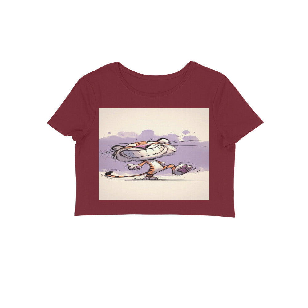 Front View - Gully Grin — Crop Top Maroon