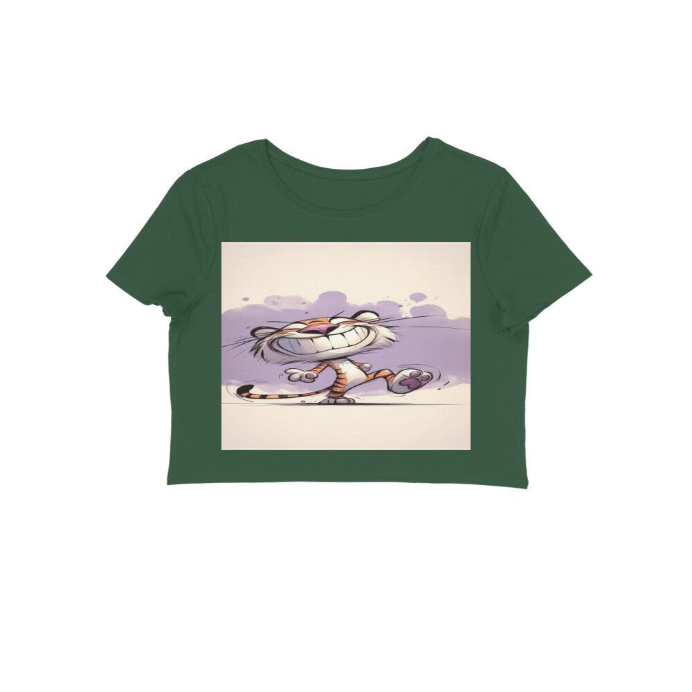 Front View - Gully Grin — Crop Top Olive Green
