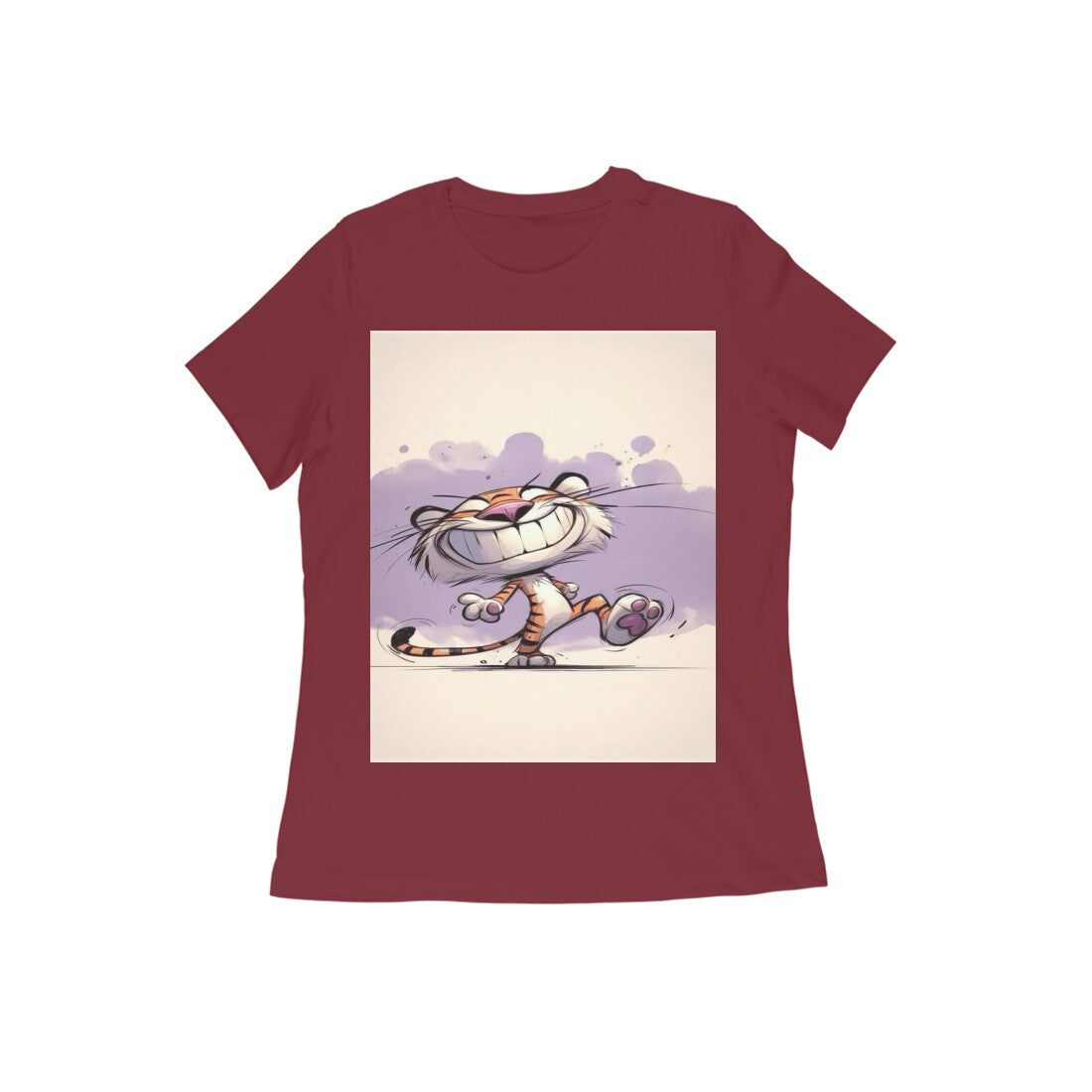 Front View - Gully Grin — Women’s Tee Maroon