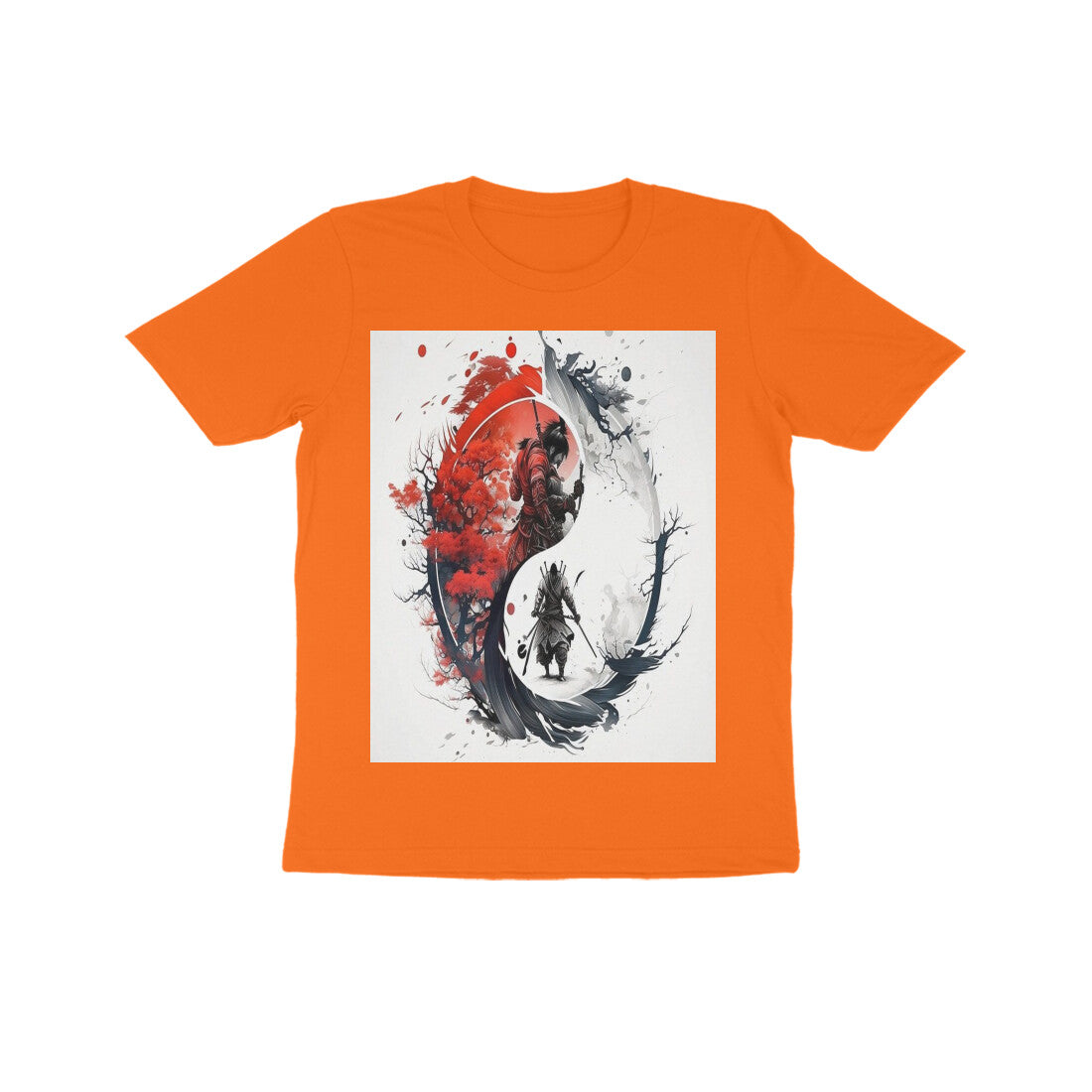 Front View - Samurai Yin Yang — Kids Tee Orange