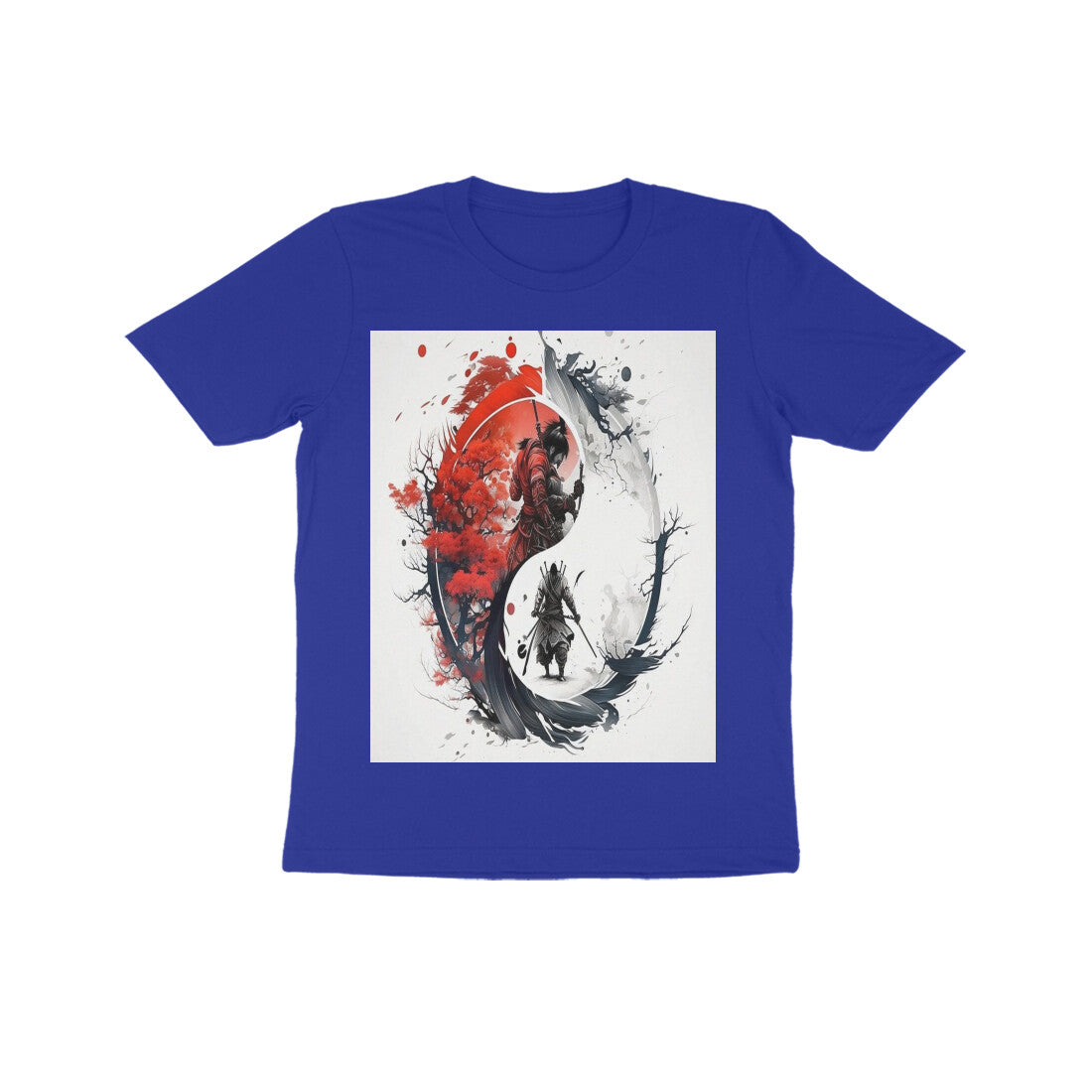 Front View - Samurai Yin Yang — Kids Tee Royal Blue