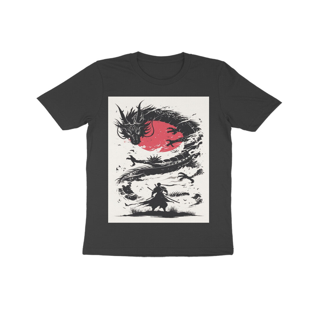 Front View - Ronin's Shadow — Kids Tee Black