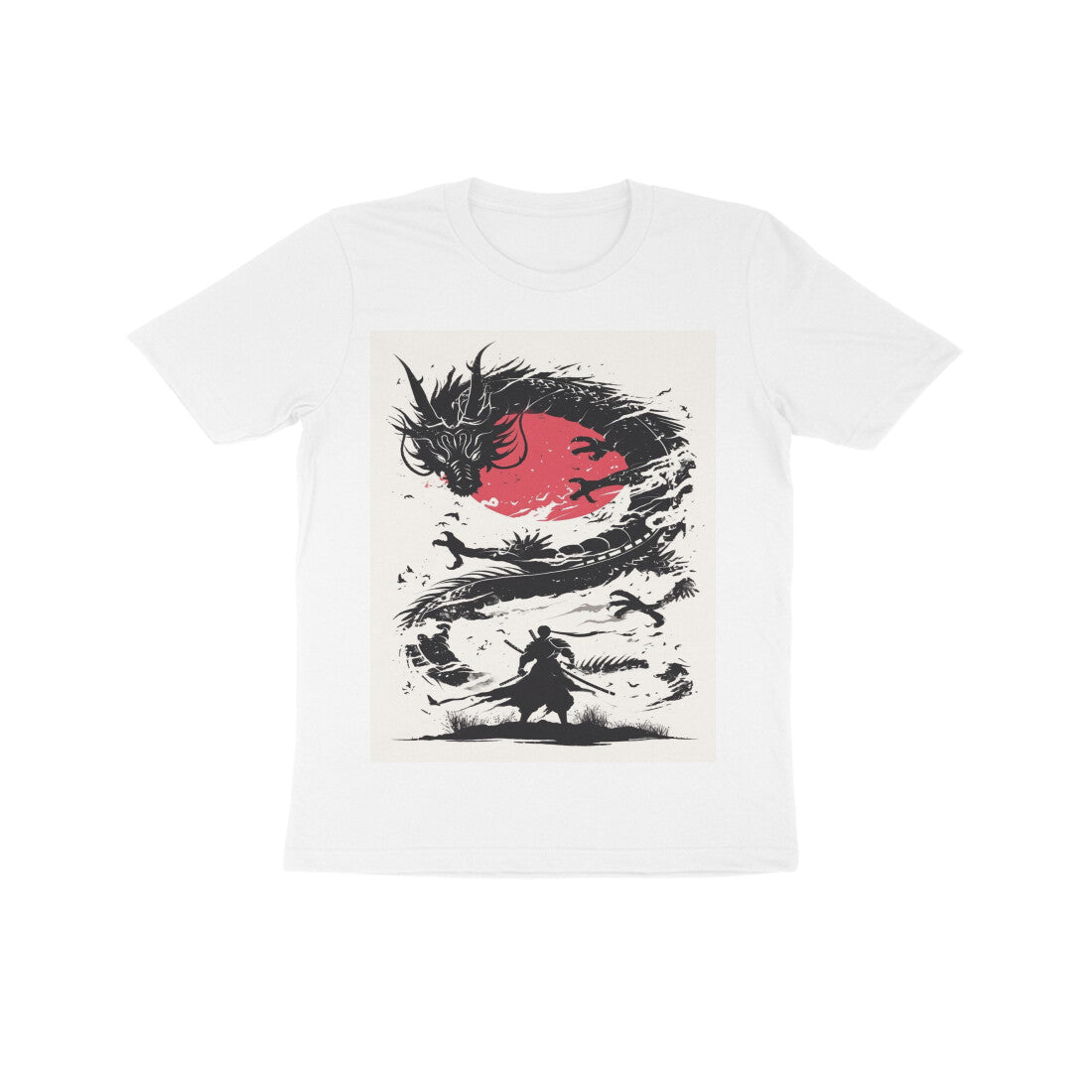 Front View - Ronin's Shadow — Kids Tee White