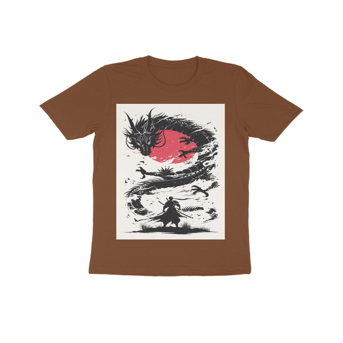 Front View - Ronin's Shadow — Kids Tee Coffee Brown