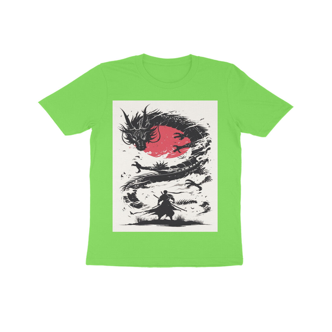Front View - Ronin's Shadow — Kids Tee Liril Green