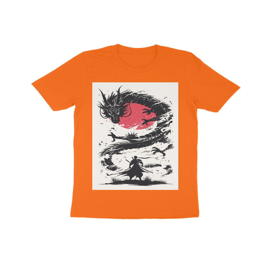 Front View - Ronin's Shadow — Kids Tee Orange