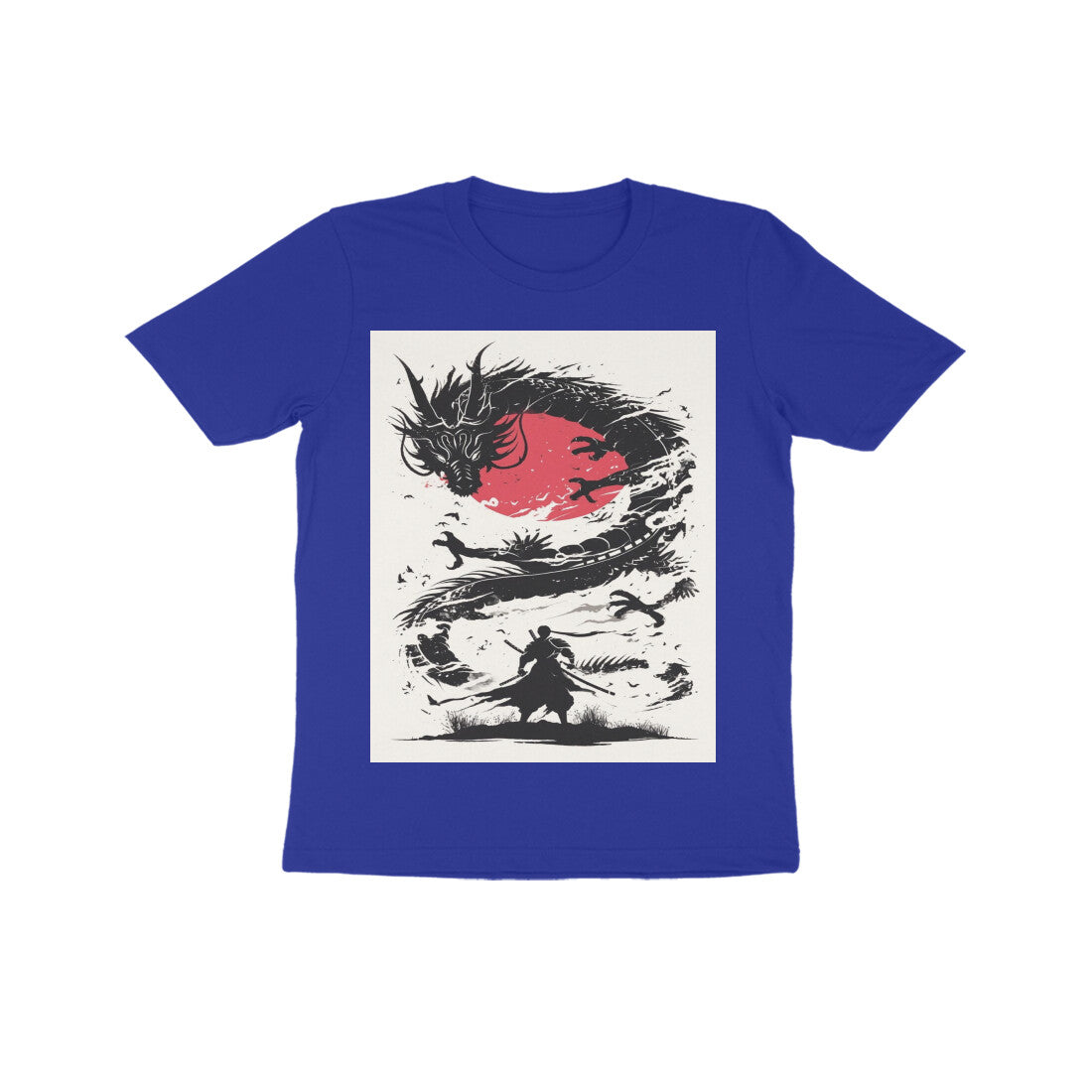 Front View - Ronin's Shadow — Kids Tee Royal Blue