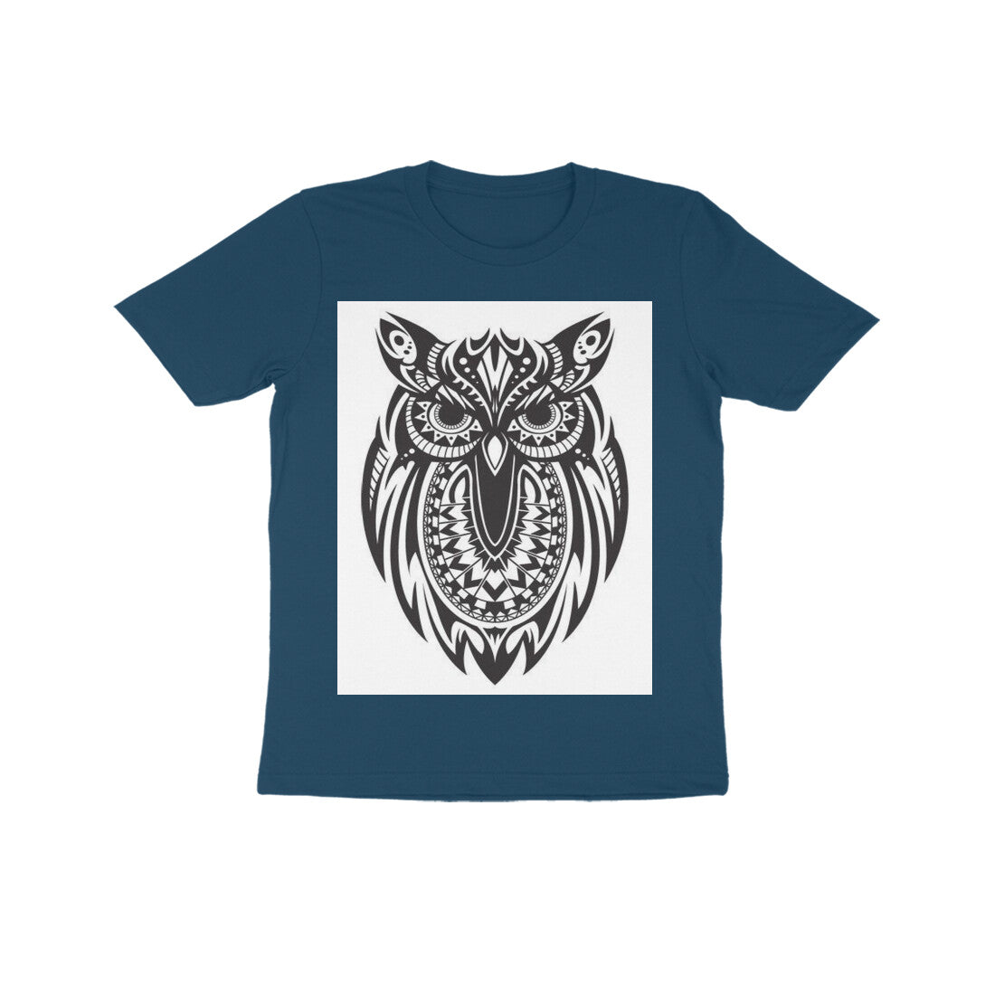 Front View - Owl Totem — Kids Tee Navy Blue