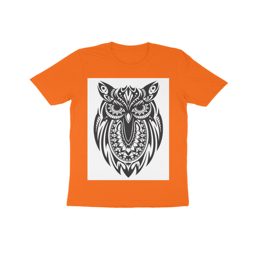 Front View - Owl Totem — Kids Tee Orange
