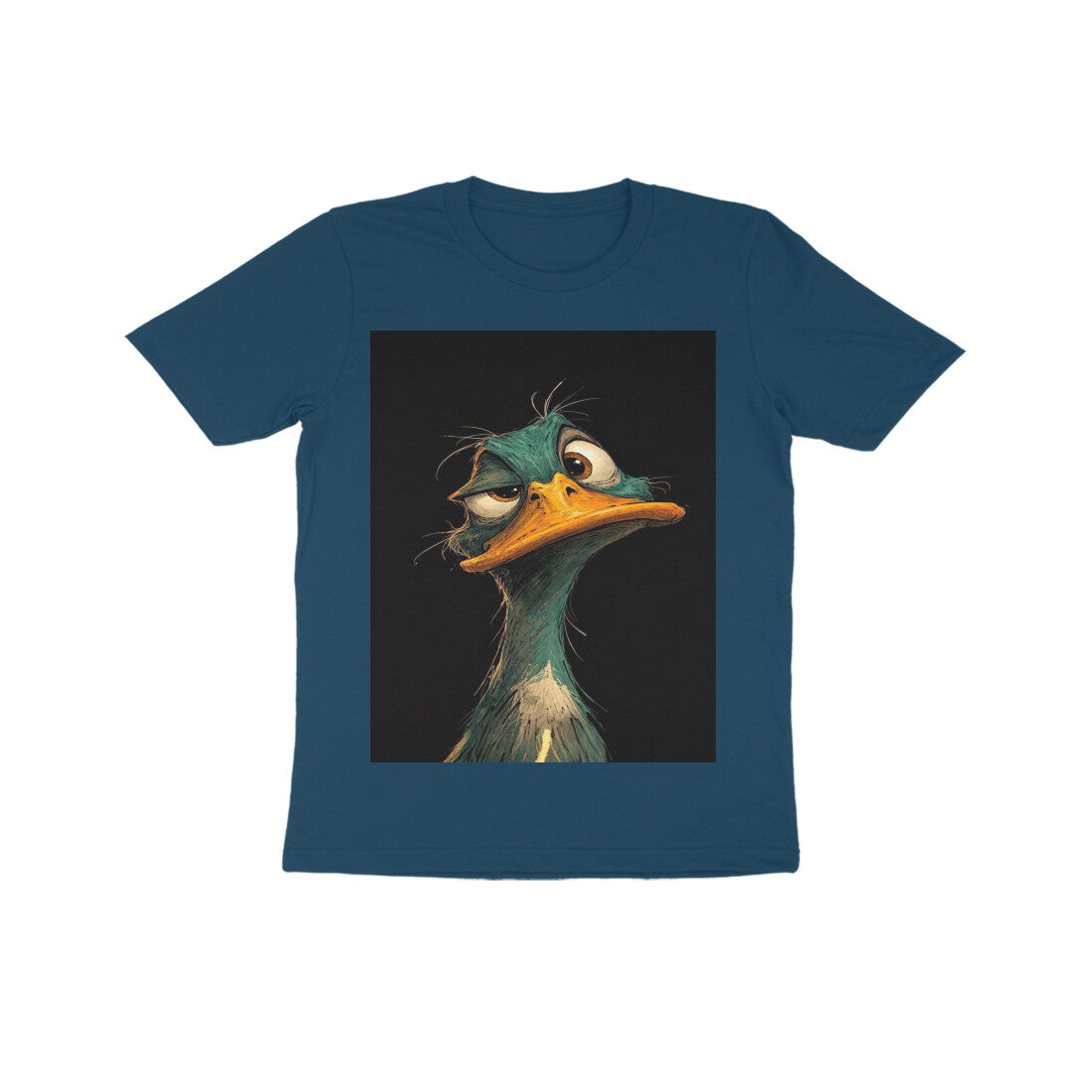 Front View - DGAF Duck — Kids Tee Navy Blue