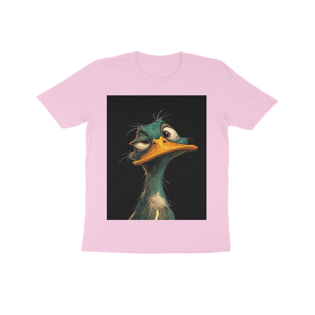 Front View - DGAF Duck — Kids Tee Light Pink