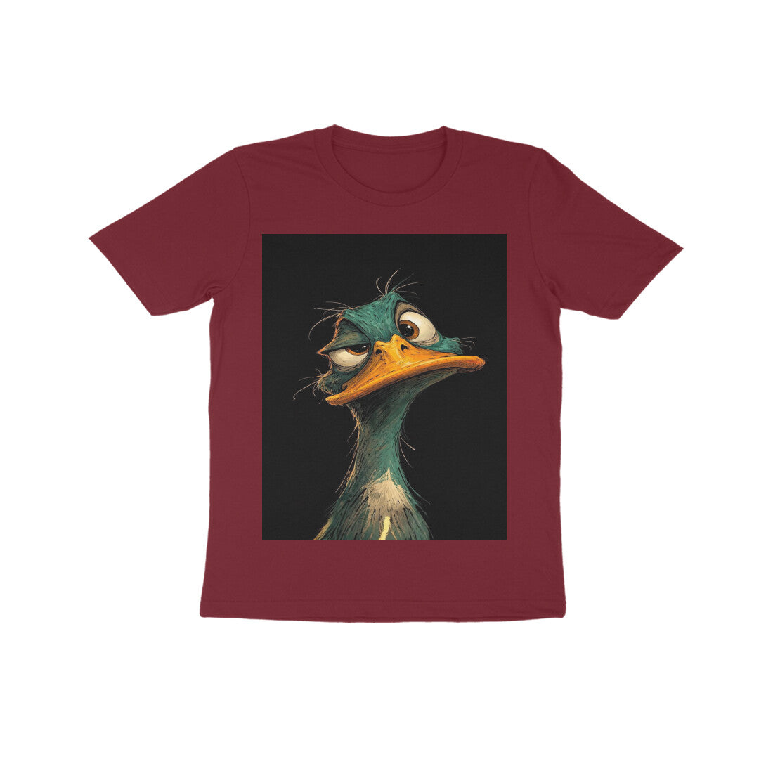 Front View - DGAF Duck — Kids Tee Maroon