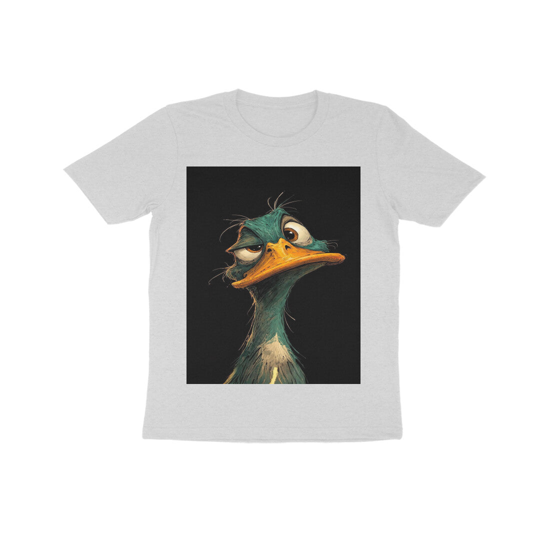 Front View - DGAF Duck — Kids Tee Melange Grey