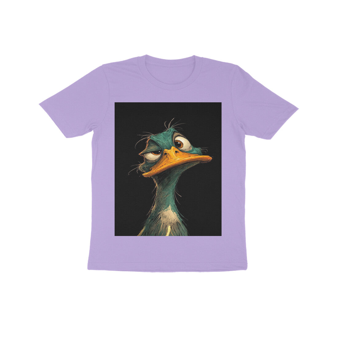 Front View - DGAF Duck — Kids Tee Iris Lavender