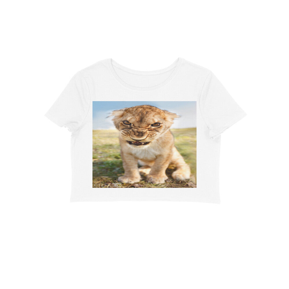 Front View - Untamed Roar — Crop Top White