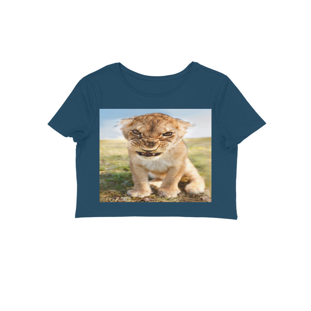 Front View - Untamed Roar — Crop Top Navy Blue