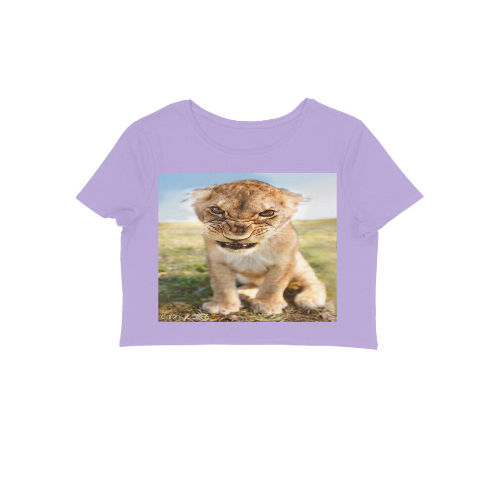Front View - Untamed Roar — Crop Top Iris Lavender