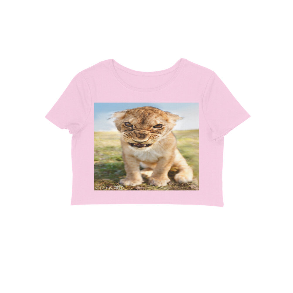 Front View - Untamed Roar — Crop Top Light Pink