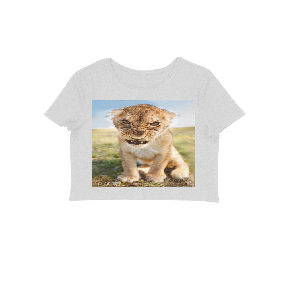 Front View - Untamed Roar — Crop Top Melange Grey