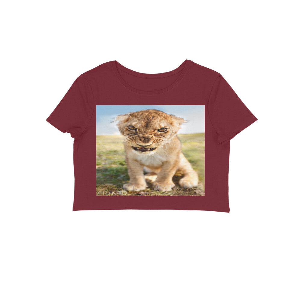 Front View - Untamed Roar — Crop Top Maroon