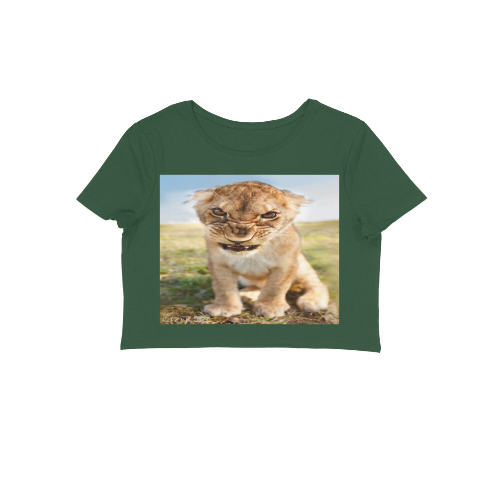 Front View - Untamed Roar — Crop Top Olive Green