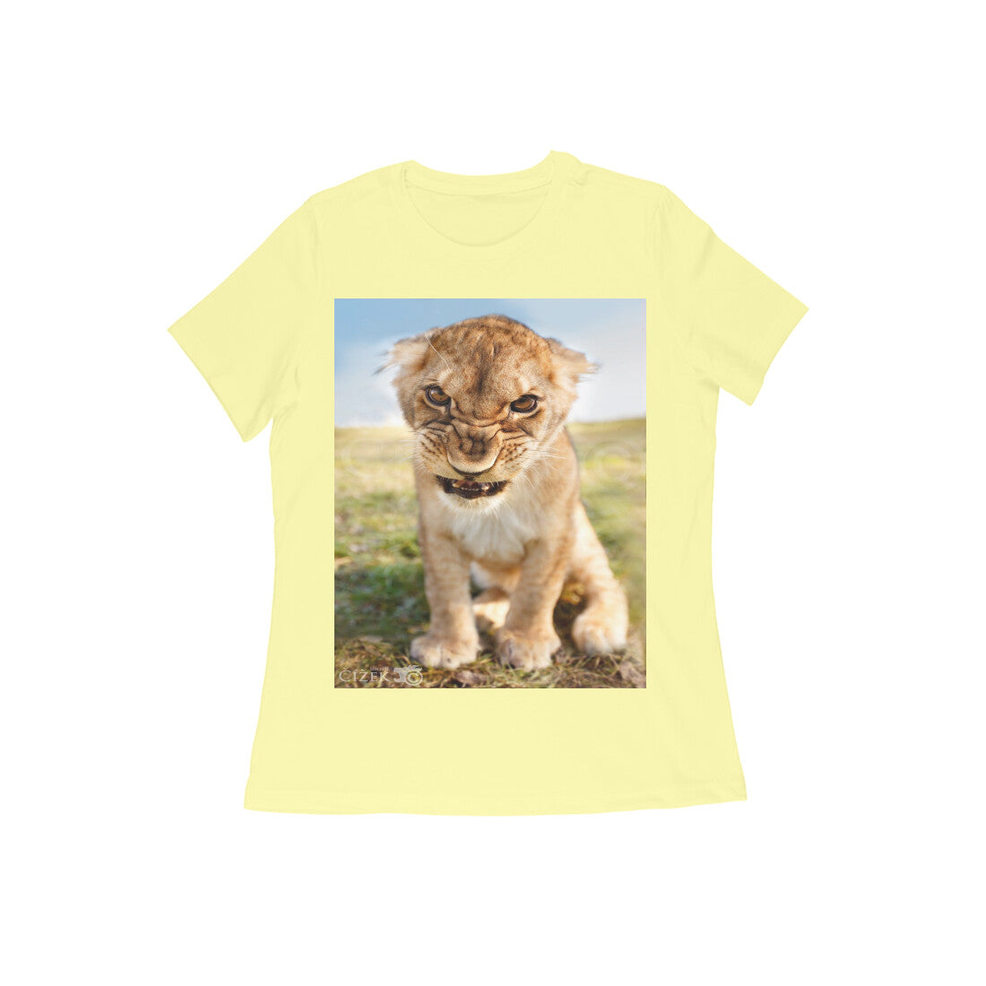 Front View - Untamed Roar — Women’s Tee Butter Yellow