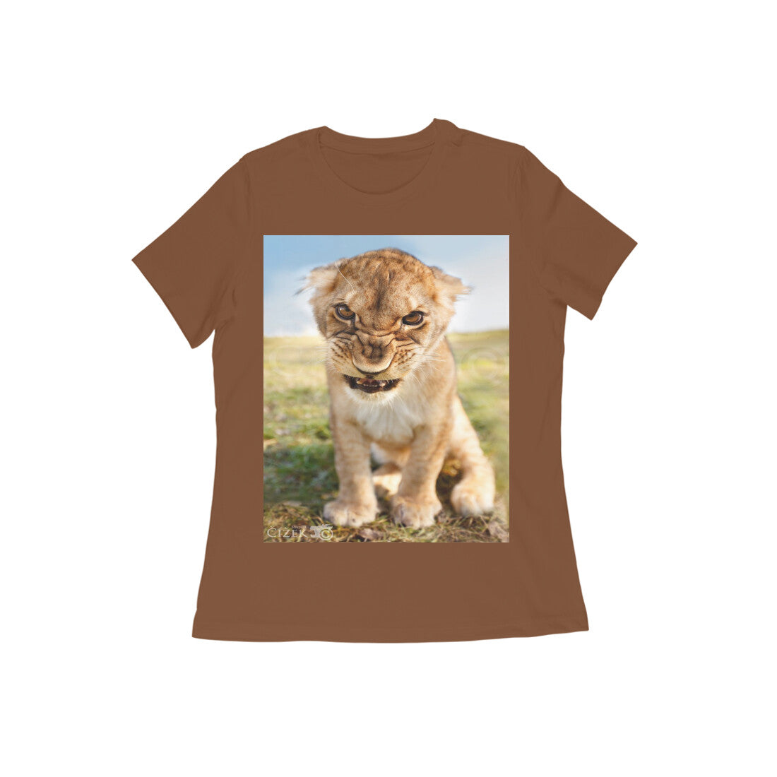 Front View - Untamed Roar — Women’s Tee Coffee Brown