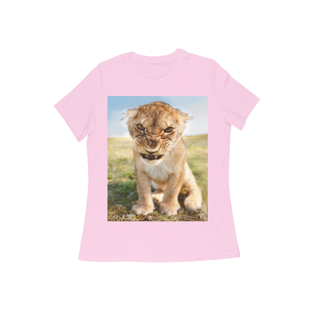 Front View - Untamed Roar — Women’s Tee Light Pink