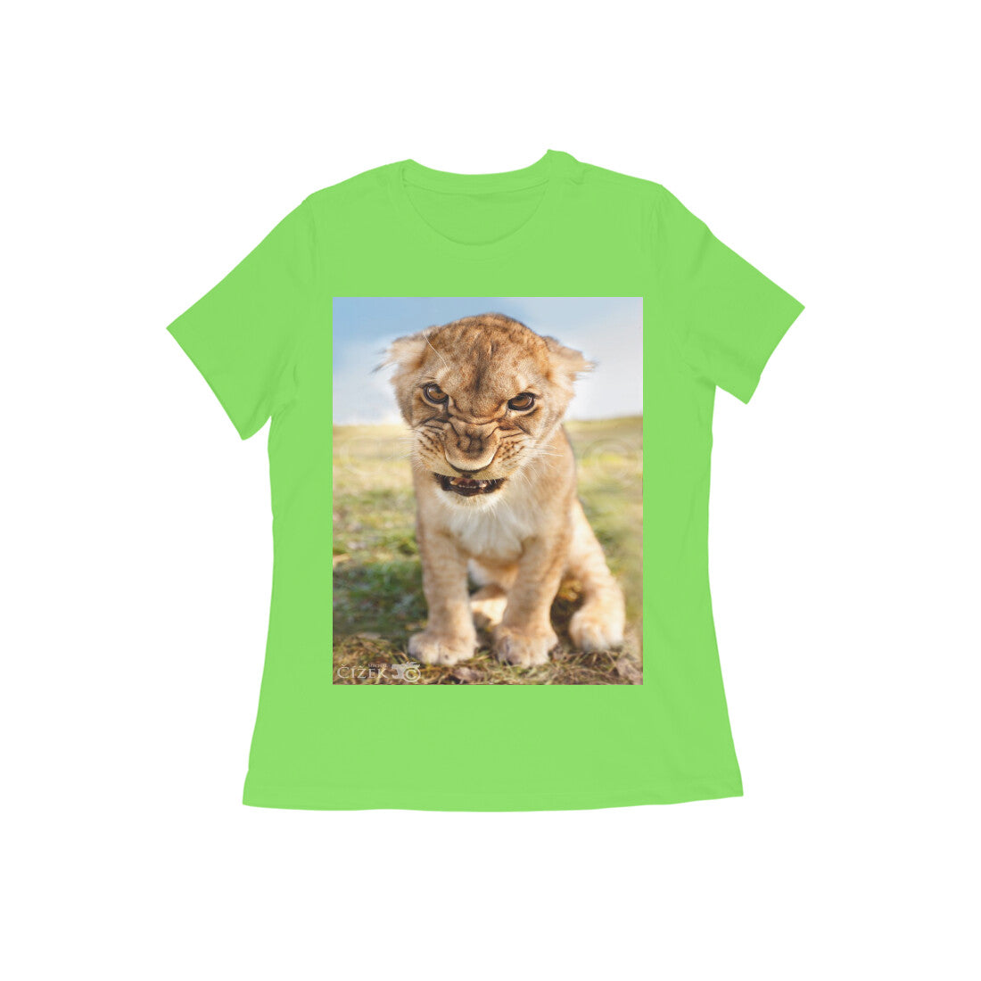 Front View - Untamed Roar — Women’s Tee Liril Green