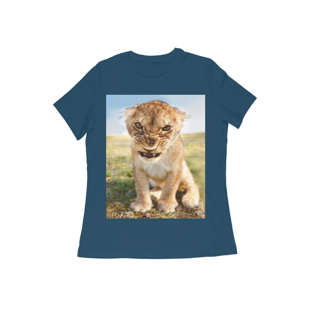 Front View - Untamed Roar — Women’s Tee Navy Blue