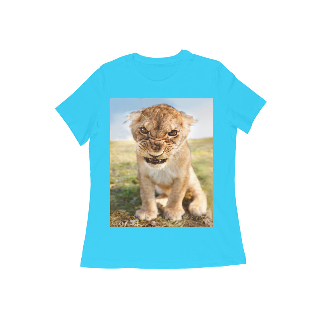 Front View - Untamed Roar — Women’s Tee Sky Blue
