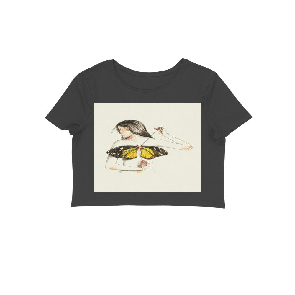 Front View - Metamorphosis Stitch — Crop Top Black
