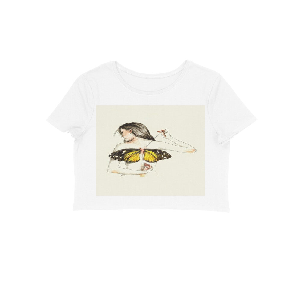Front View - Metamorphosis Stitch — Crop Top White