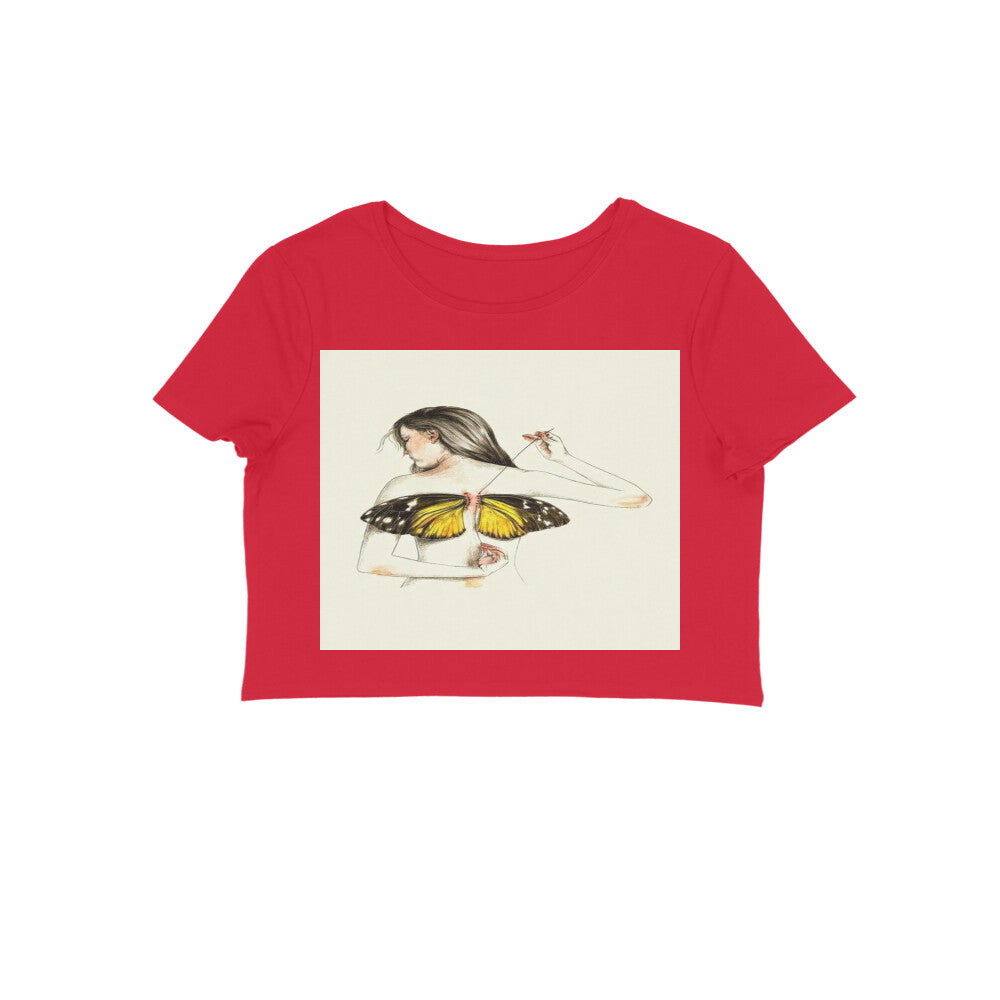 Front View - Metamorphosis Stitch — Crop Top Red