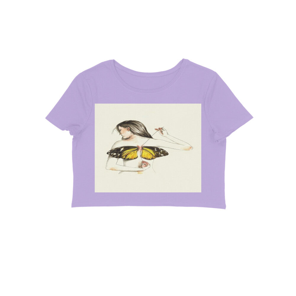 Front View - Metamorphosis Stitch — Crop Top Iris Lavender