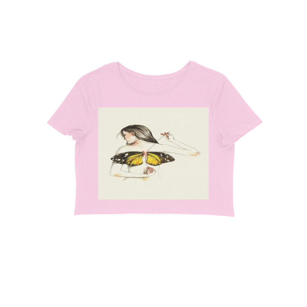 Front View - Metamorphosis Stitch — Crop Top Light Pink